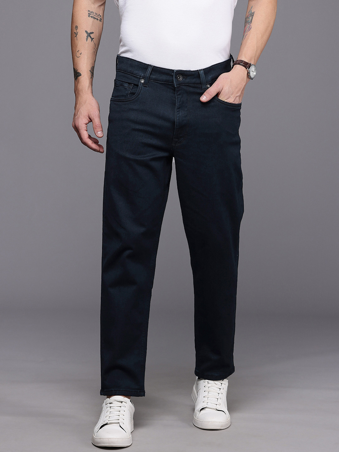 Louis Philippe Jeans Men Loose Mid-Rise Stretchable Jeans