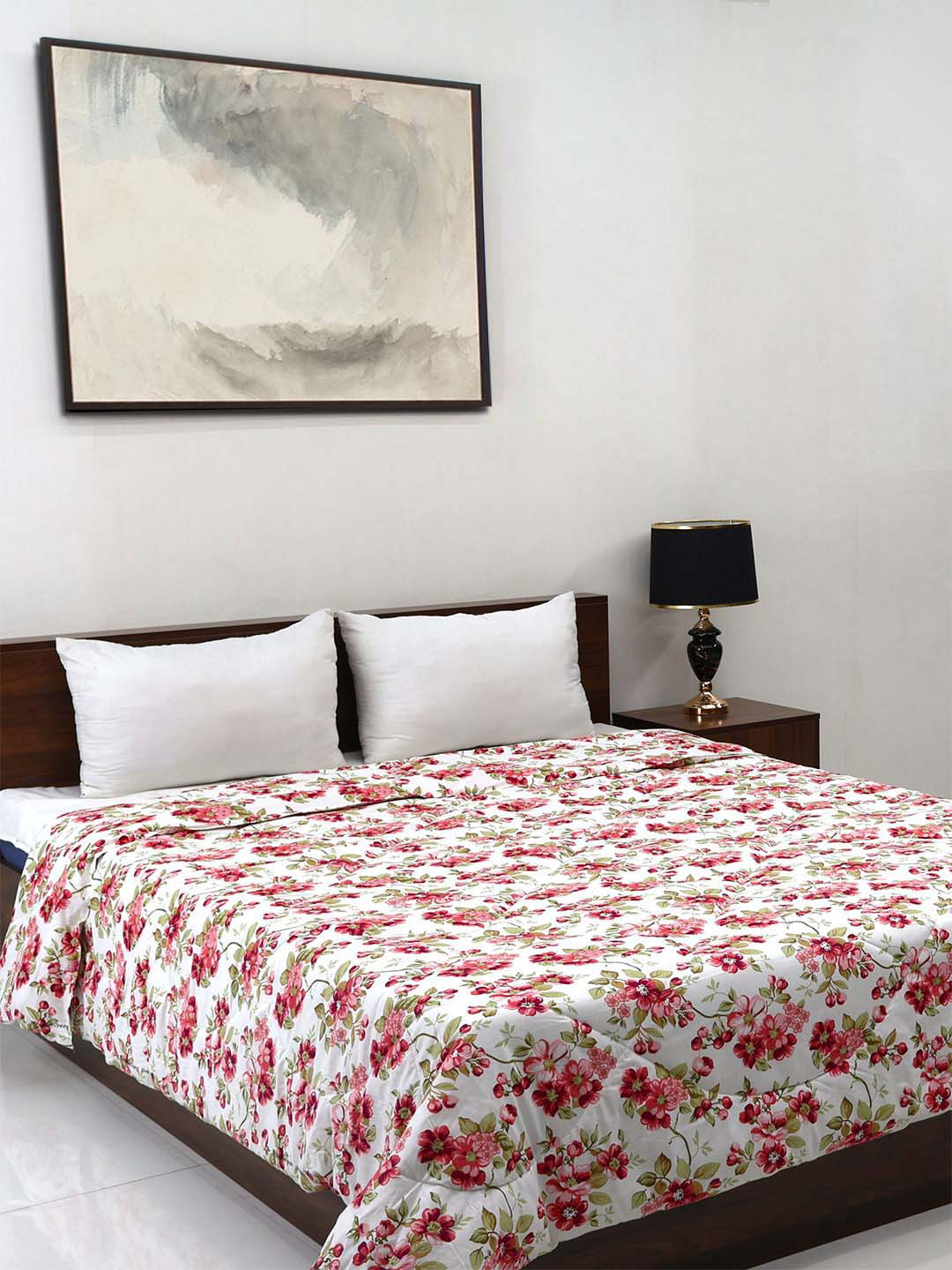 BOMBAY DYEING Axia Red Pure Cotton 200 GSM Double Bed Reversible Quilted Comforter