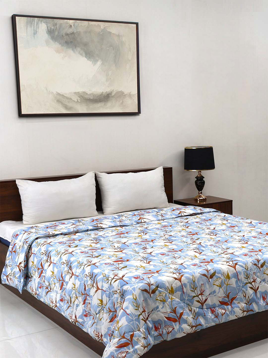 BOMBAY DYEING Axia Blue Pure Cotton 200 GSM Double Bed Reversible Quilted Comforter