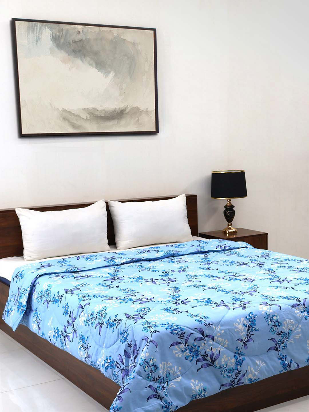 BOMBAY DYEING Axia Blue Pure Cotton 200 GSM Double Bed Reversible Quilted Comforter