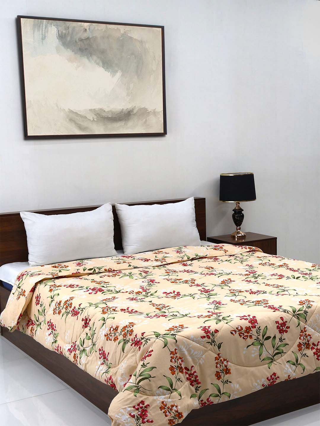 BOMBAY DYEING Axia Brown Pure Cotton 200 GSM Double Bed Reversible Quilted Comforter