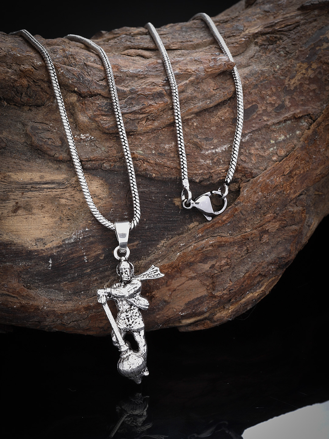 Sanjog Silver-Plated Hanumanji Pendant With Chain