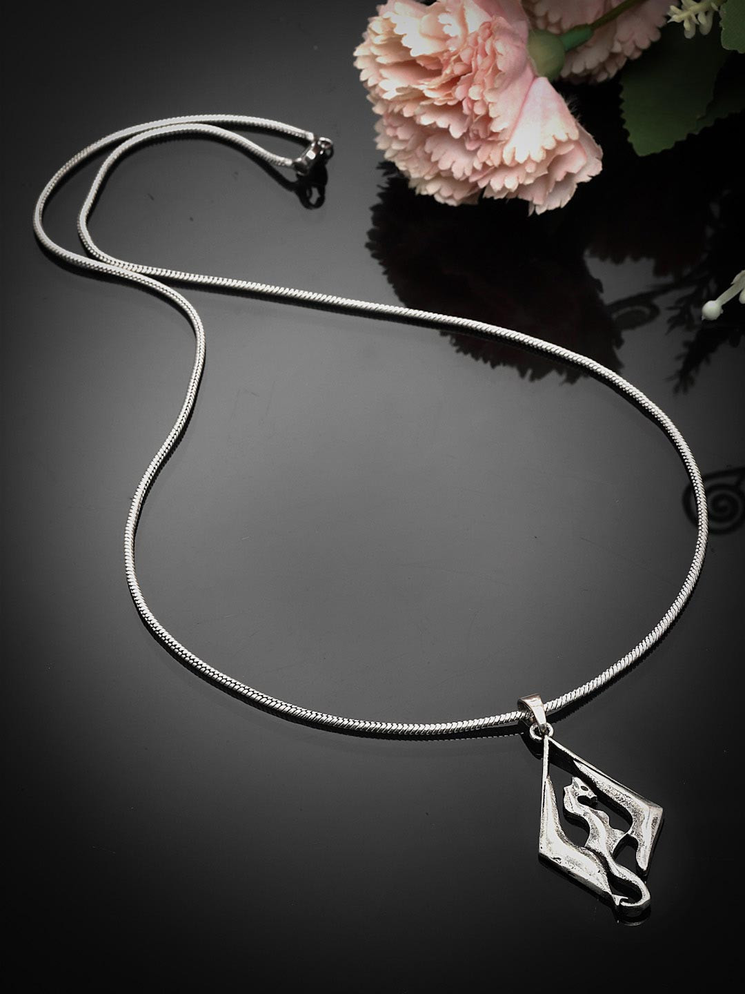 Sanjog Silver-Plated Dragon Antigo Vintage Pendant & Chain