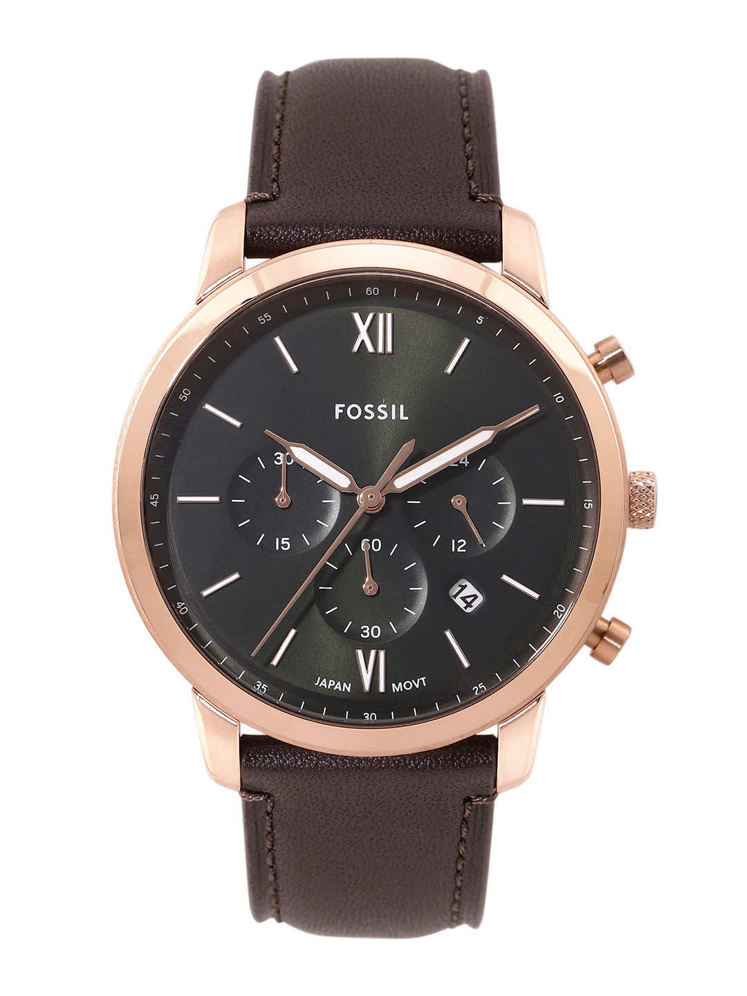 Neutra Chronograph Dark Green Leather Watch Buy Fossil Men Black