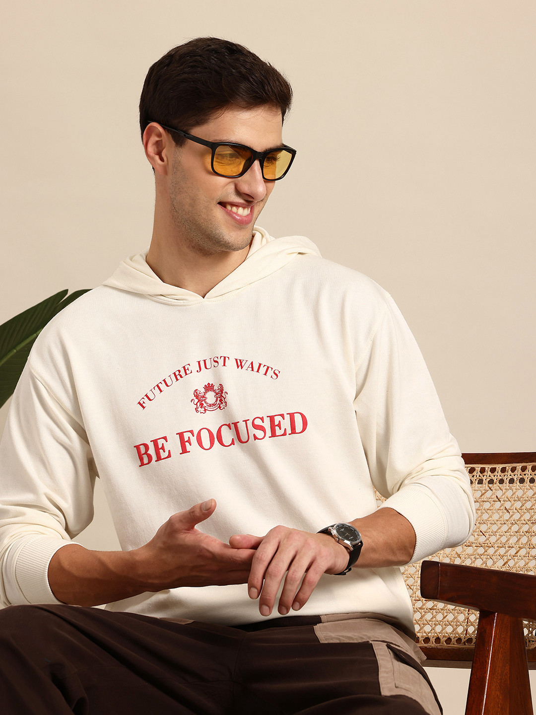 Mast & Harbour Printed Hooded Sweatshirt with Insert Pockets