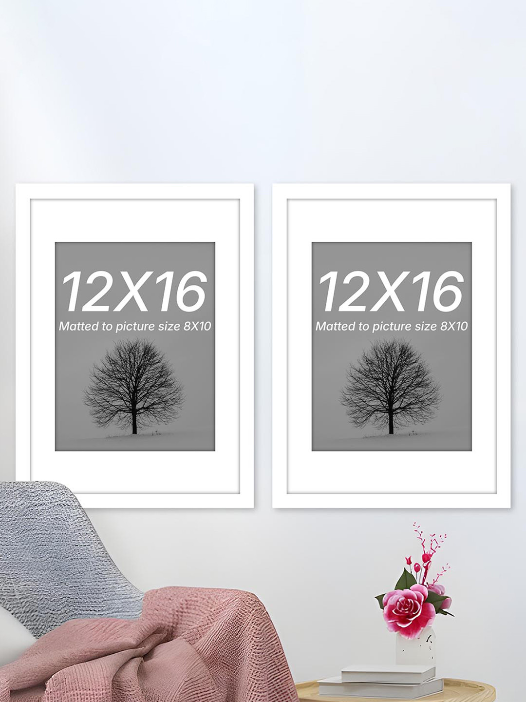 Art Street White Set of 2 Wood Document Wall Photo Frames for Certificates & Home Decor