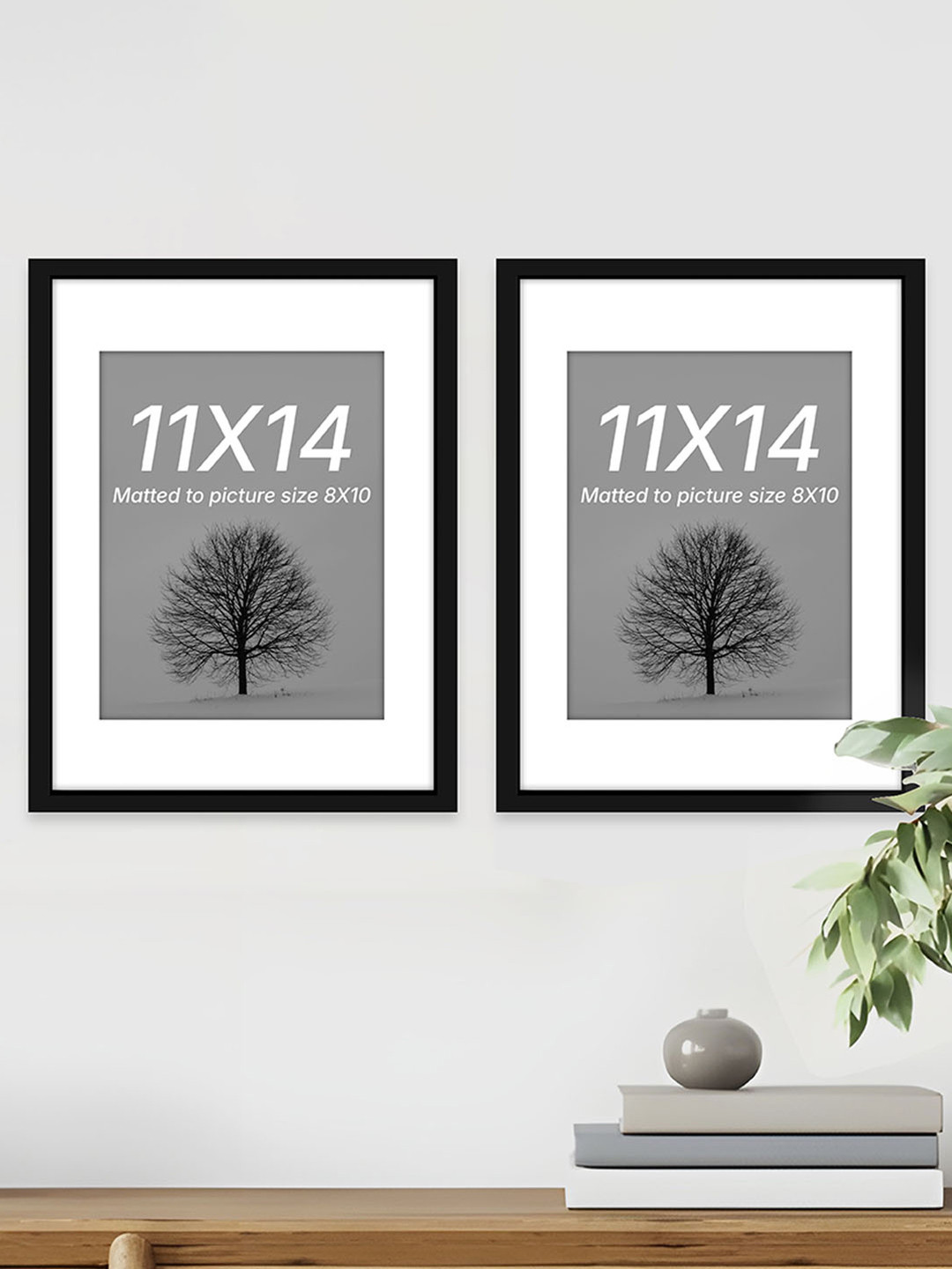 Art Street Black & White Set of 2 Wood Wall Photo Frames for Certificate & Home Decor