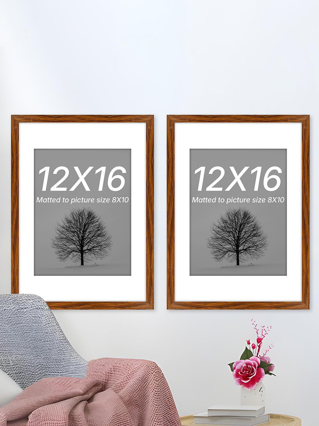 Art Street Brown Set of 2 Wood Document Wall Photo Frames for Certificates & Home Decor