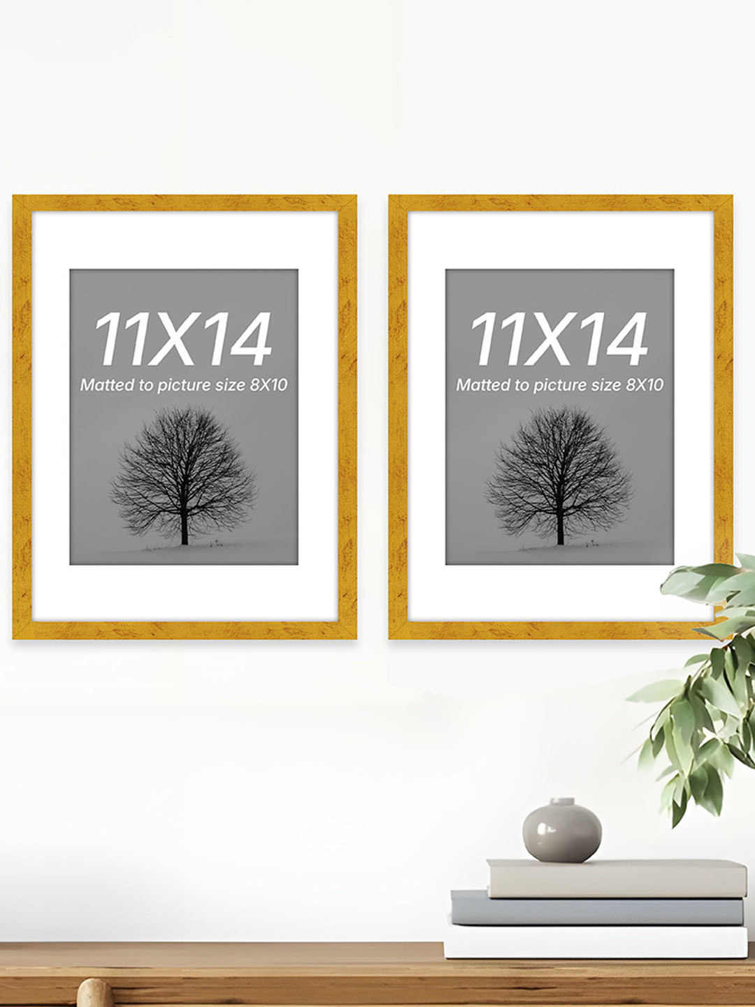 Art Street Gold-Toned Set of 2 Wood Document Photo Frames For Certificate & Home Decor