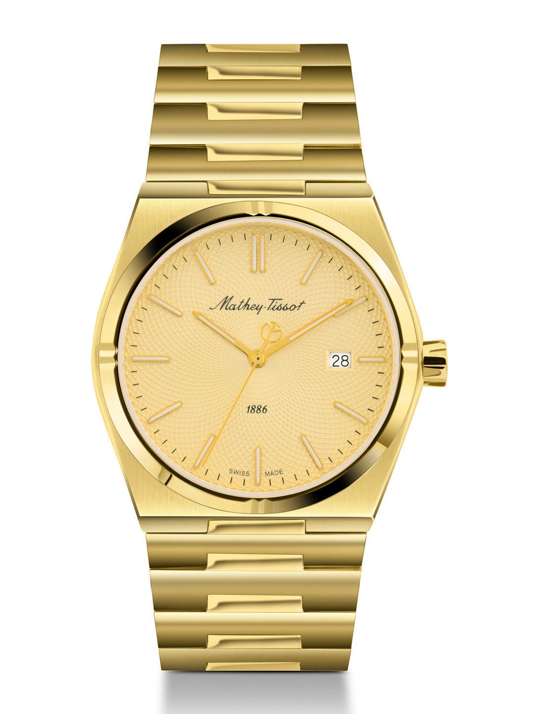 Mathey-Tissot Men Swiss Made Zeus Stainless Steel Gold Dial Quartz Watch- H118PDI