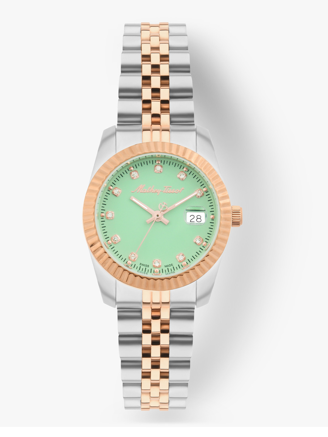 Mathey-Tissot Women Swiss Made Quartz Green Dial Watch - D810RV