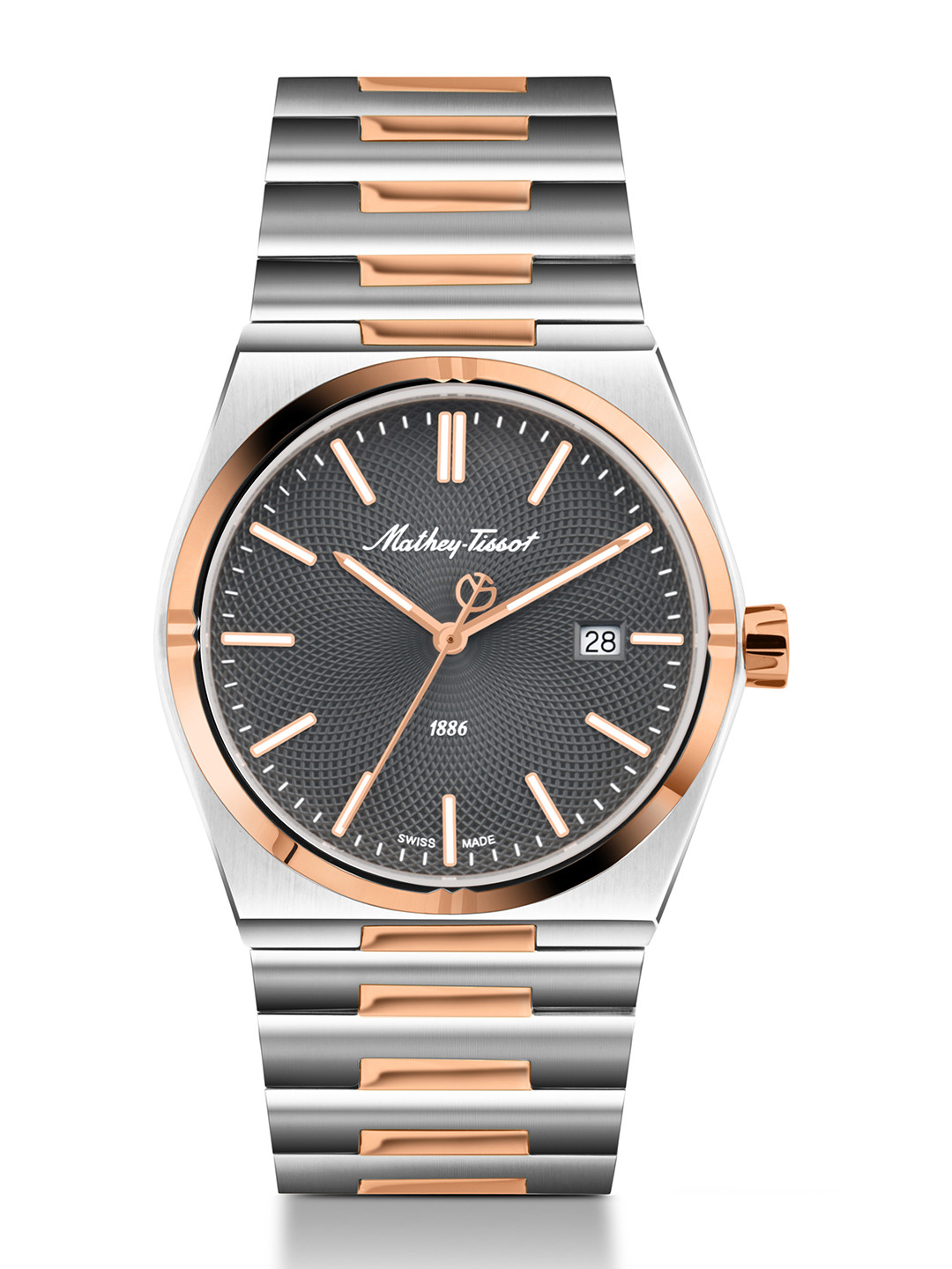 Mathey-Tissot Swiss Made Zeus Stainless Steel Black Dial Quartz Men's Watch- H118RS