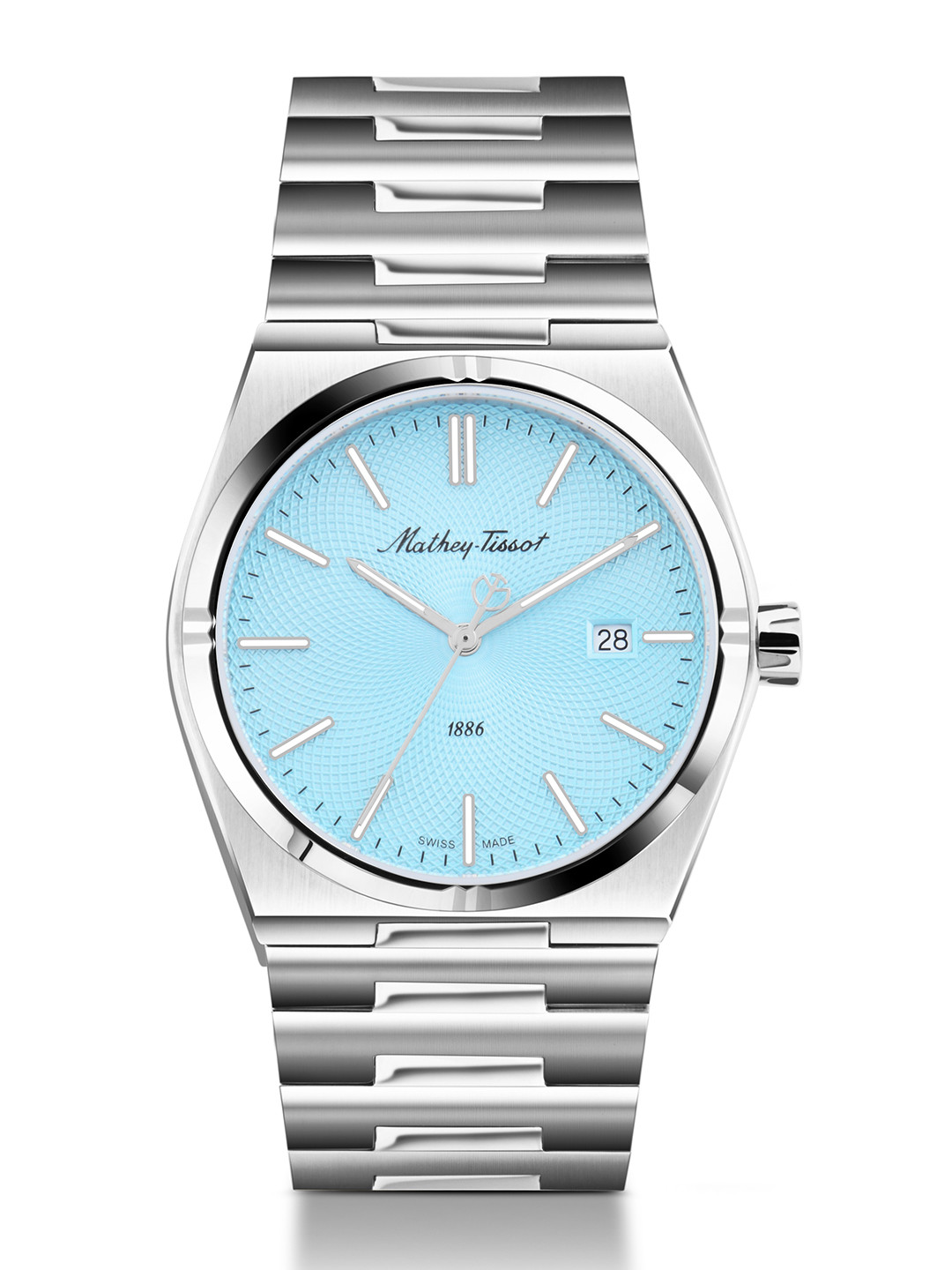 Mathey-Tissot Men Swiss Made Zeus Stainless Steel Blue Dial Quartz Watch- H118SK