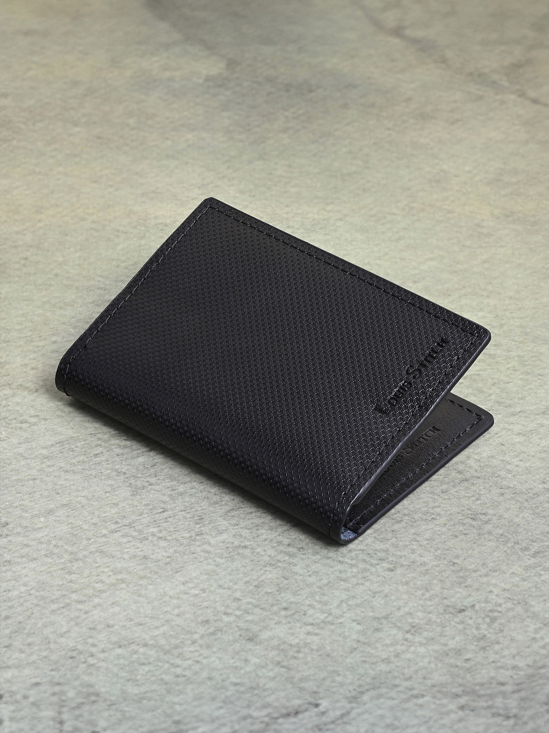 Louis Stitch Men Jet Black Handcrafted Spanish Leather Card Holder Wallet for Men