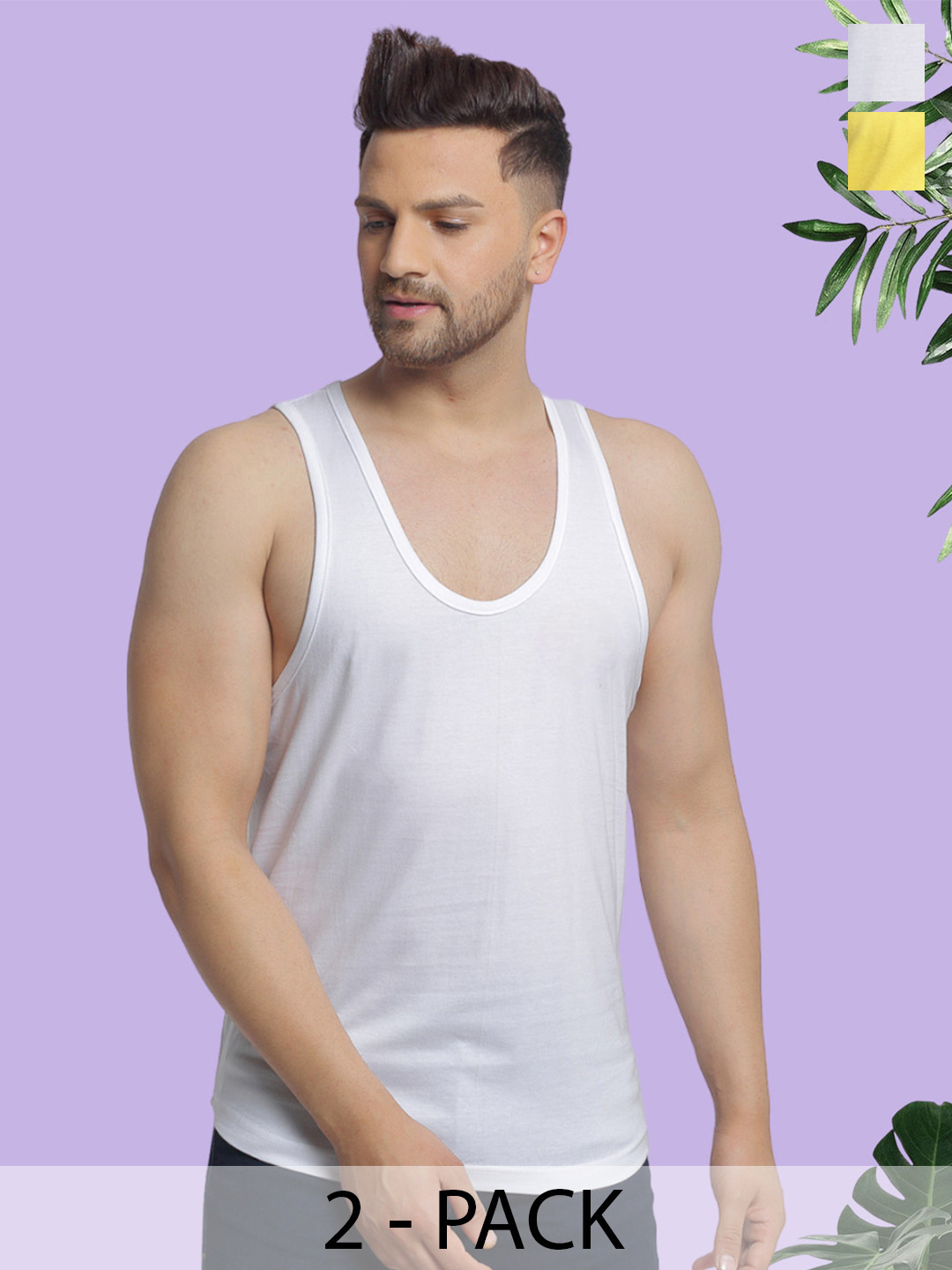 Friskers Men Pack Of 2 Cotton Anti-Bacterial Innerwear Vest C-02-06