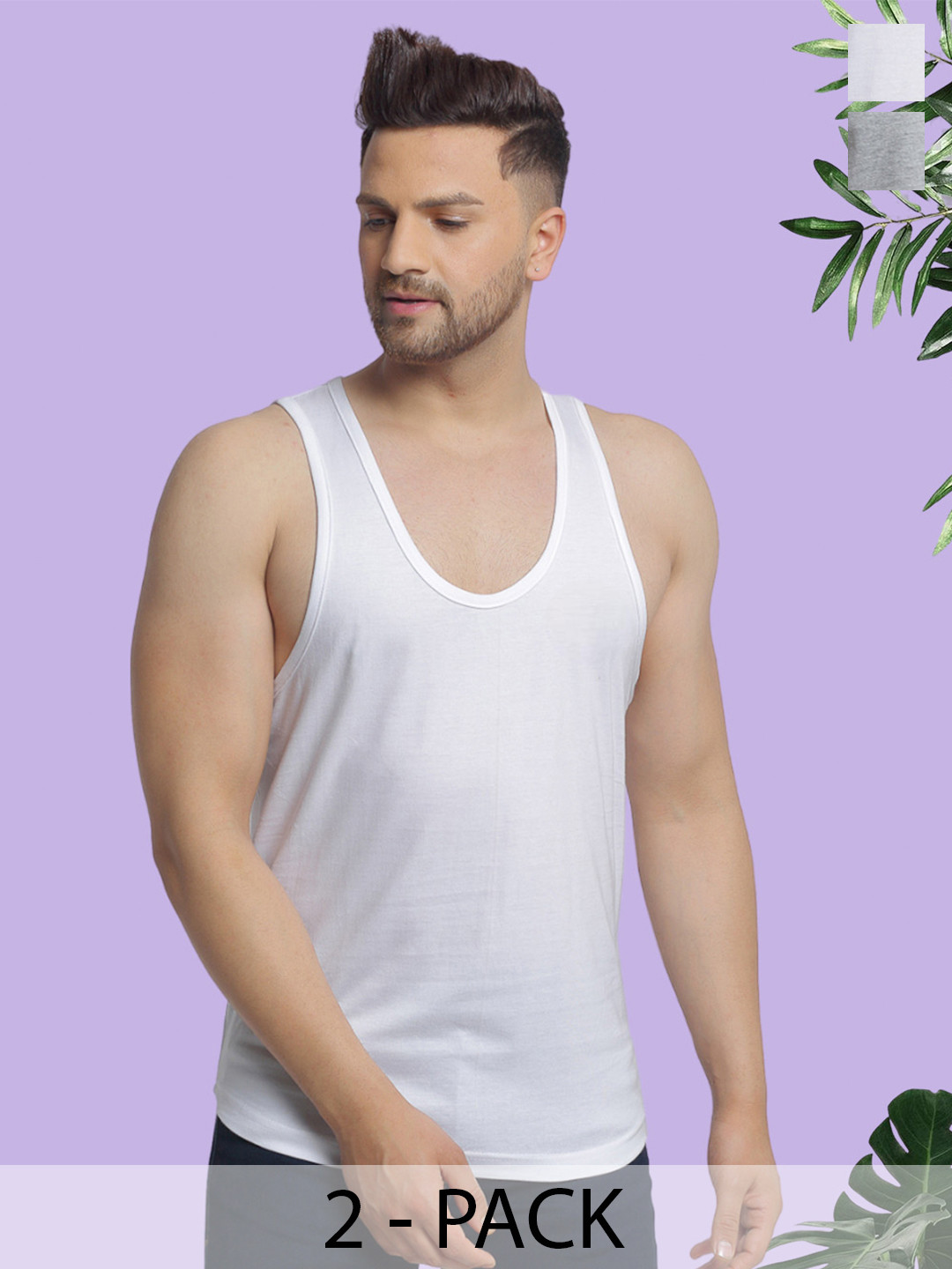 Friskers Men Pack Of 2 Cotton Anti-Bacterial Innerwear Vest C-02-04