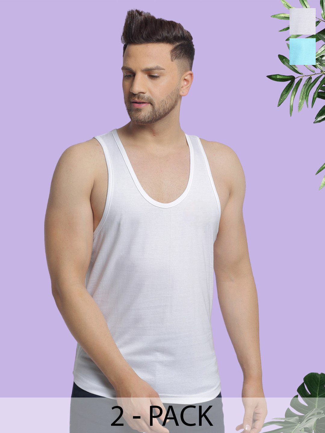 Friskers Pack Of 2 Cotton Sleeveless Gym Vests-C-04-05