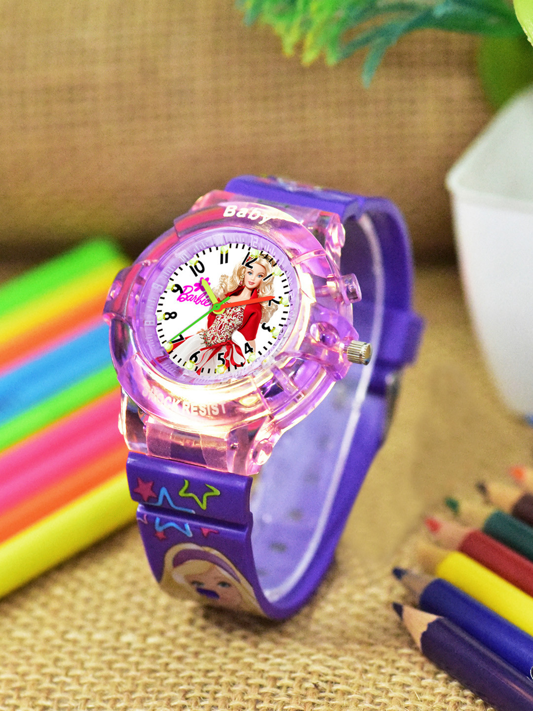 Shocknshop Girls Printed Dial & Straps Analogue Watch 336 Barbie Purple