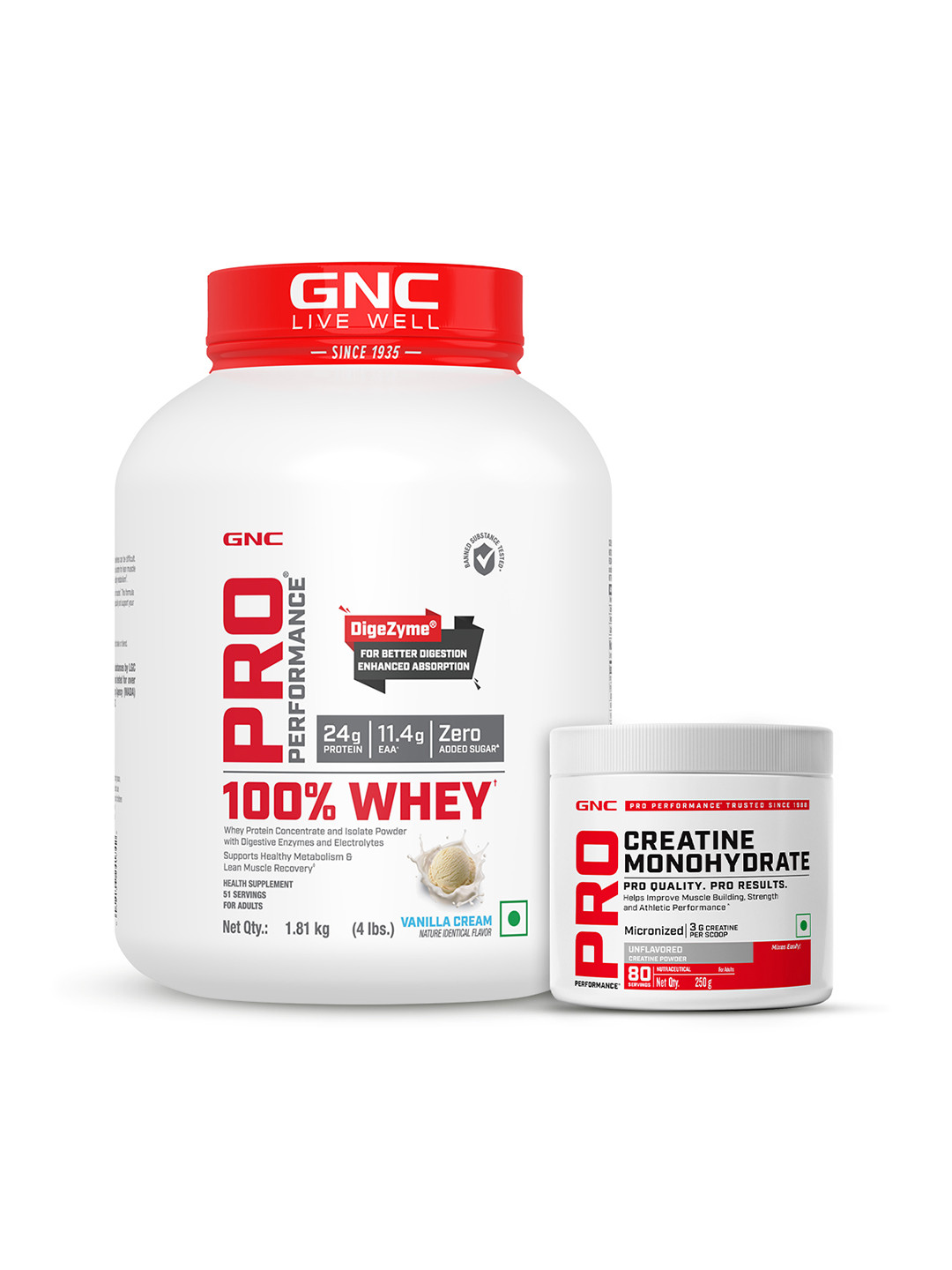 GNC Pro Performance Whey Protein - Mawa Kulfi -1.81 kg & Creatine Monohydrate -100g