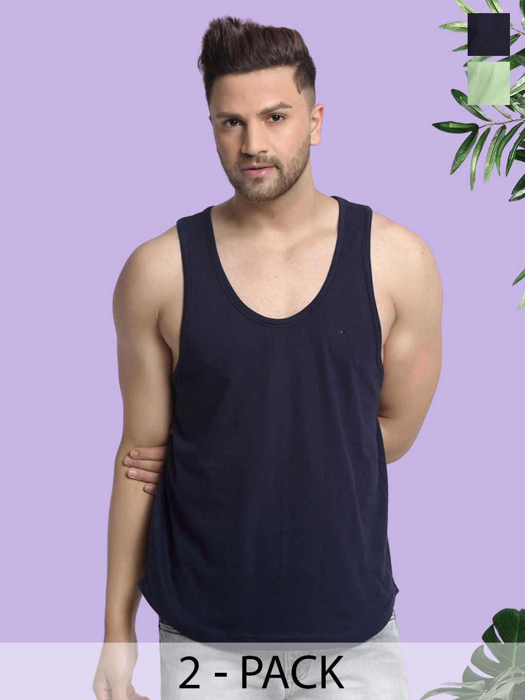 Friskers Men Pack of 2 Cotton Anti-Bacterial Innerwear Vest C-17-33