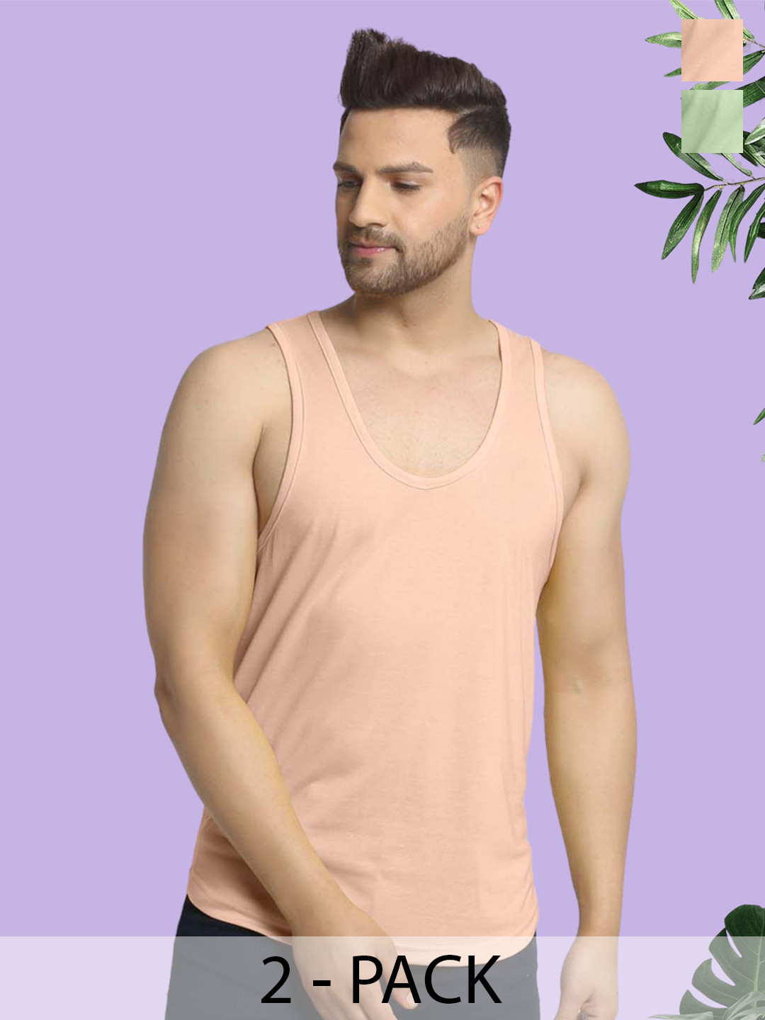 Friskers Men Pack Of 2 Cotton Anti-Bacterial Innerwear Vest C-32-33