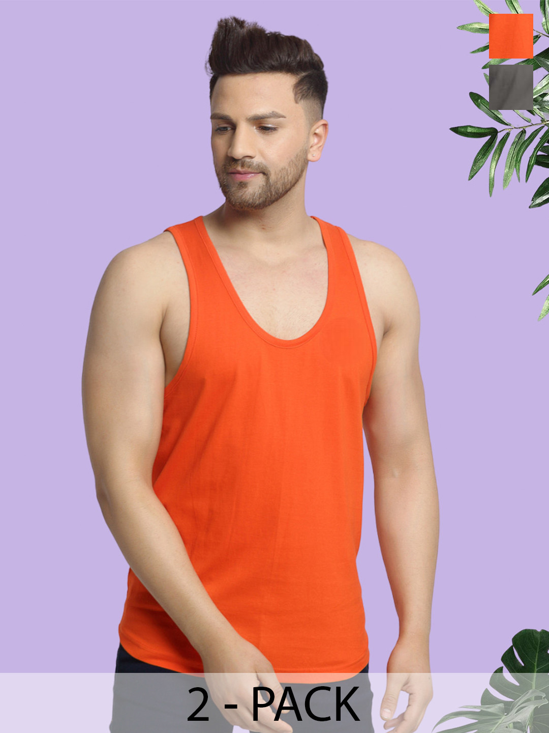 Friskers Men Pack Of 2 Cotton Anti-Bacterial Innerwear Vest C-08-41