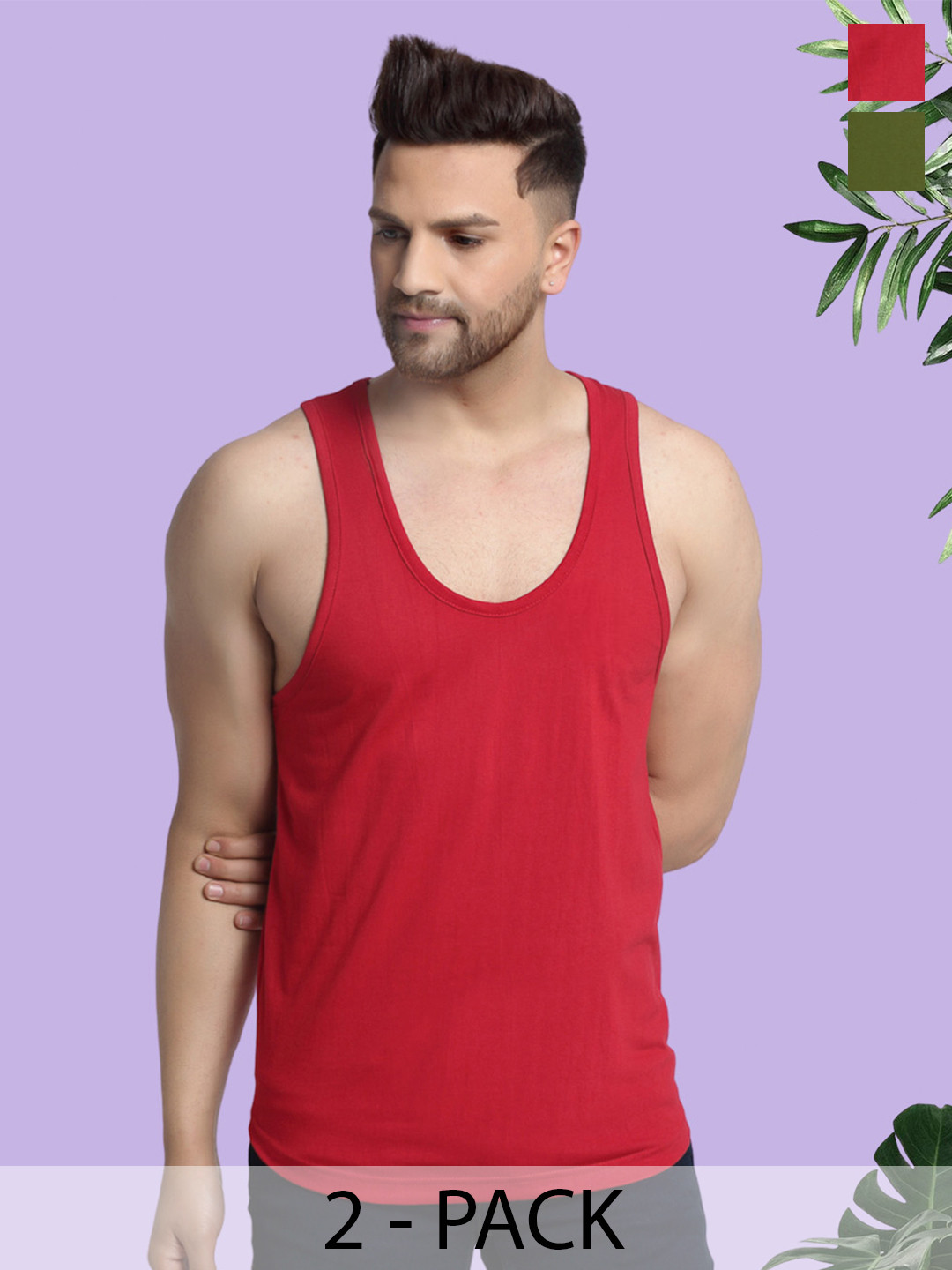 Friskers Pack Of 2 Cotton Anti-Bacterial Innerwear Vest C-14-34
