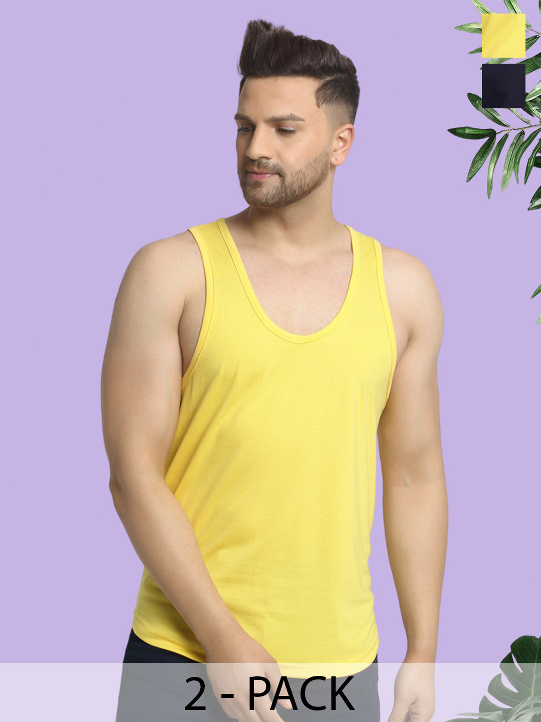 Friskers pack of 2 Cotton Anti-Bacterial Men Innerwear Vest C-06-17