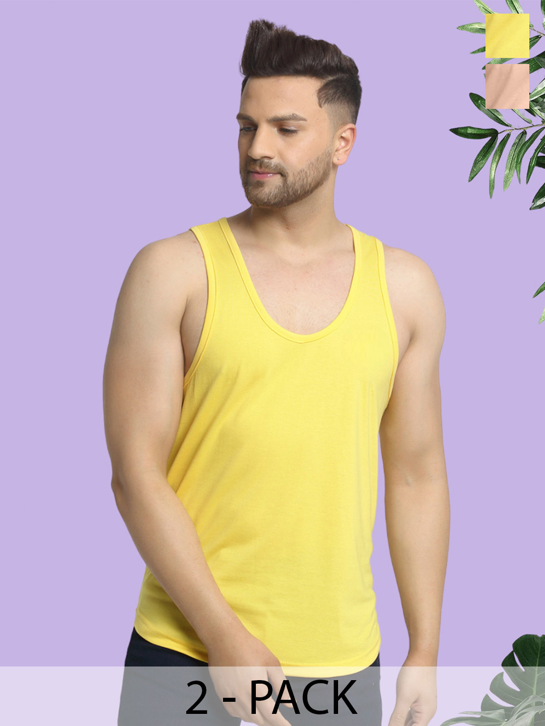 Friskers Men Pack Of 2 Cotton Anti-Bacterial Innerwear Vest C-06-32