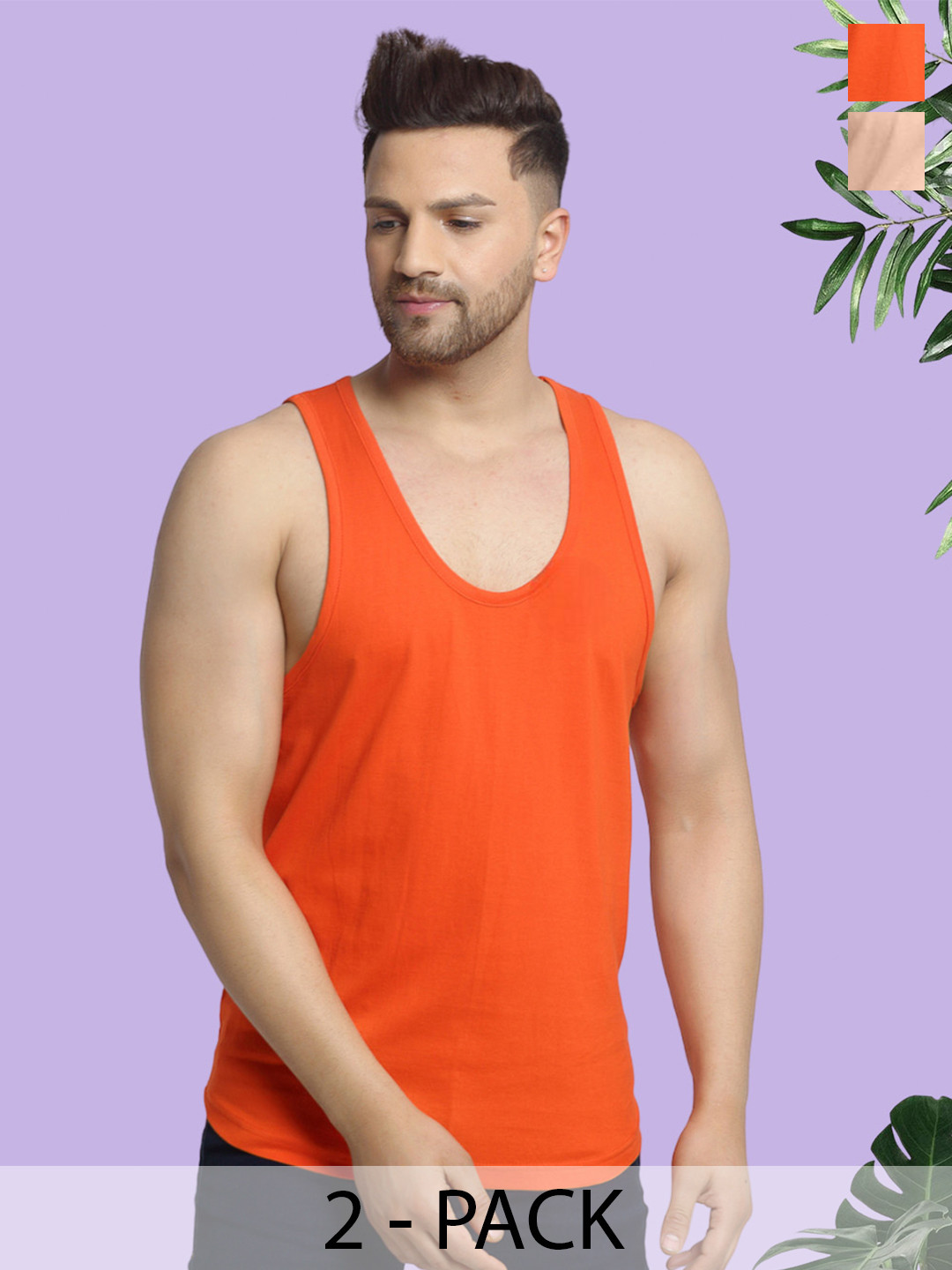 Friskers Pack Of 2 Men Cotton Anti-Bacterial Innerwear Vest C-08-32