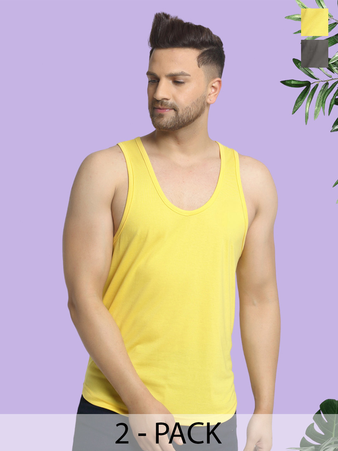 Friskers Men Pack of 2 Cotton Anti-Bacterial Innerwear Vest C-06-41