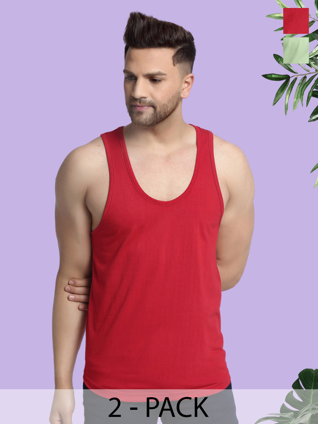 Friskers Men Pack Of 2 Cotton Anti-Bacterial Innerwear Vest C-14-33