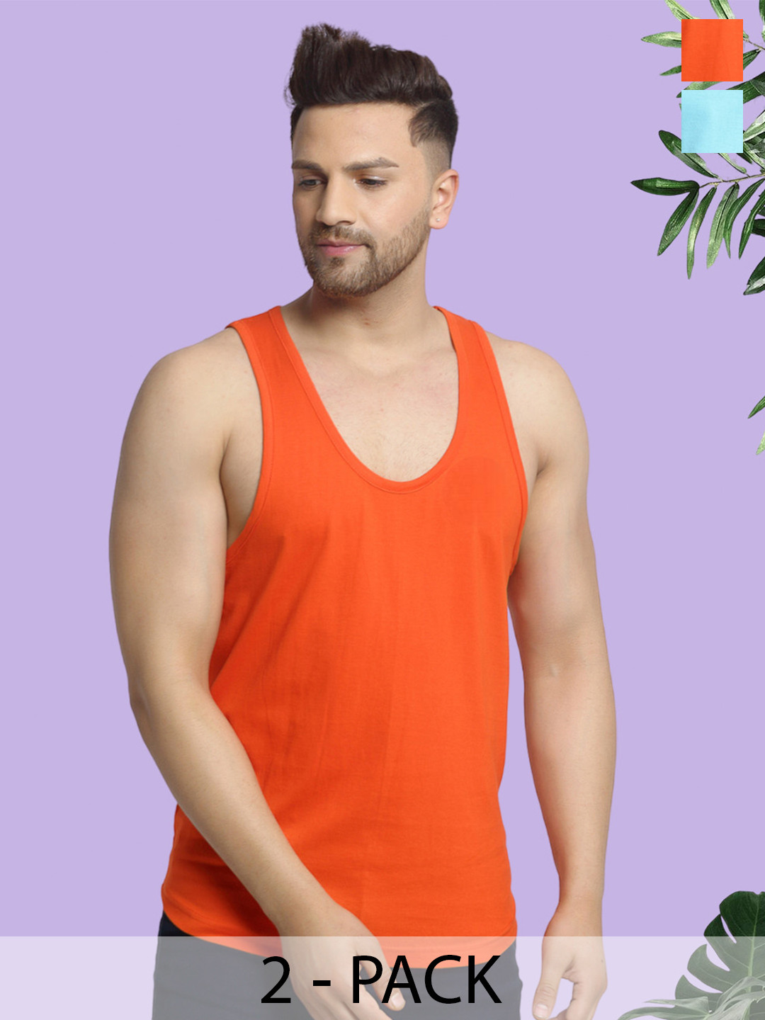 Friskers Pack Of 2 Cotton Anti-Bacterial Innerwear Vest C-08-20