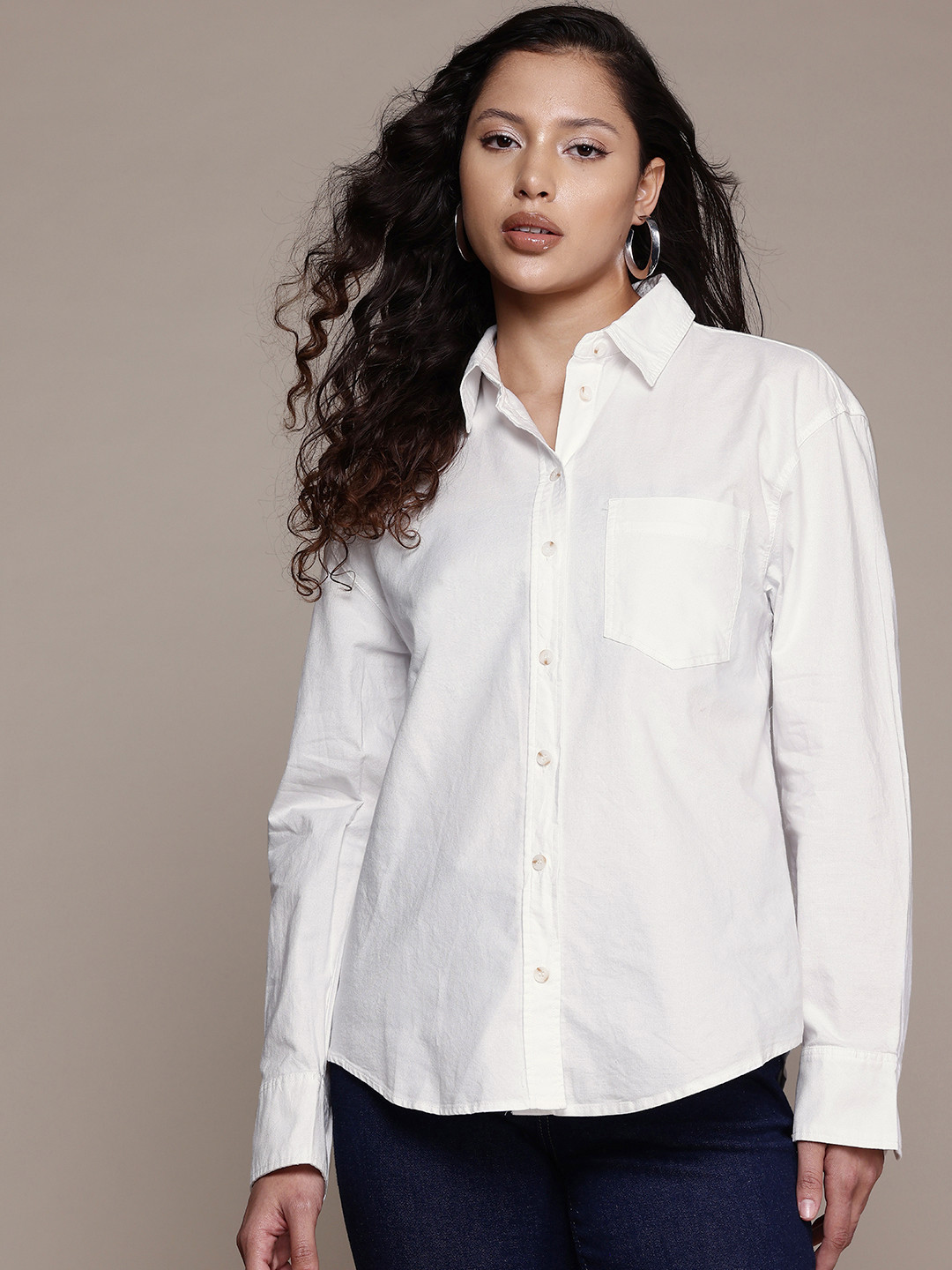 MANGO Chest Pocket Detail Cotton Shirt