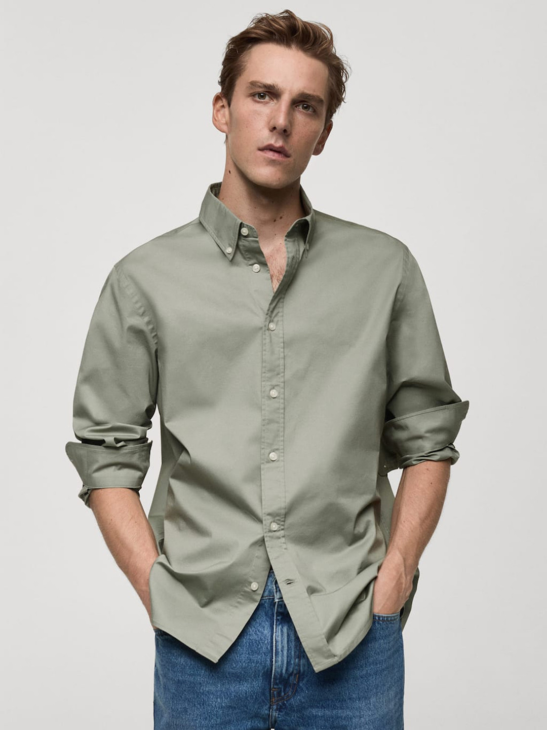 MANGO MAN Button-Down Collar Casual Shirt
