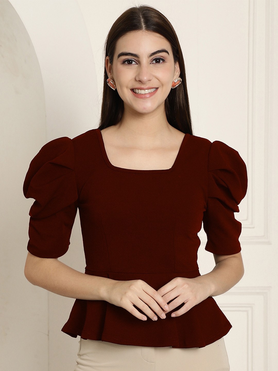 Metronaut Women Plain Solid Casual Valentino Top