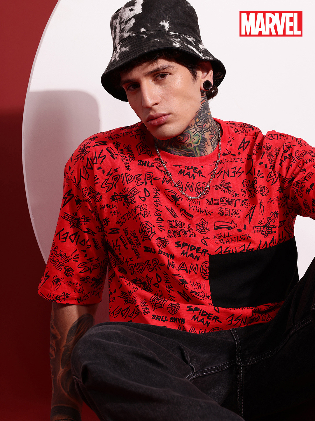 MARVEL Spider-Man Printed Oversized Cotton T-shirt