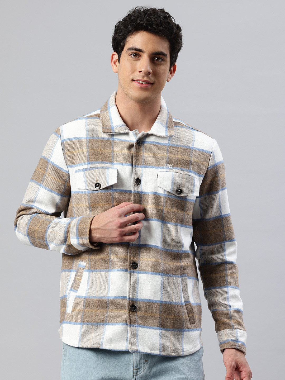 Pierre Carlo Men Buffalo Checked Shacket