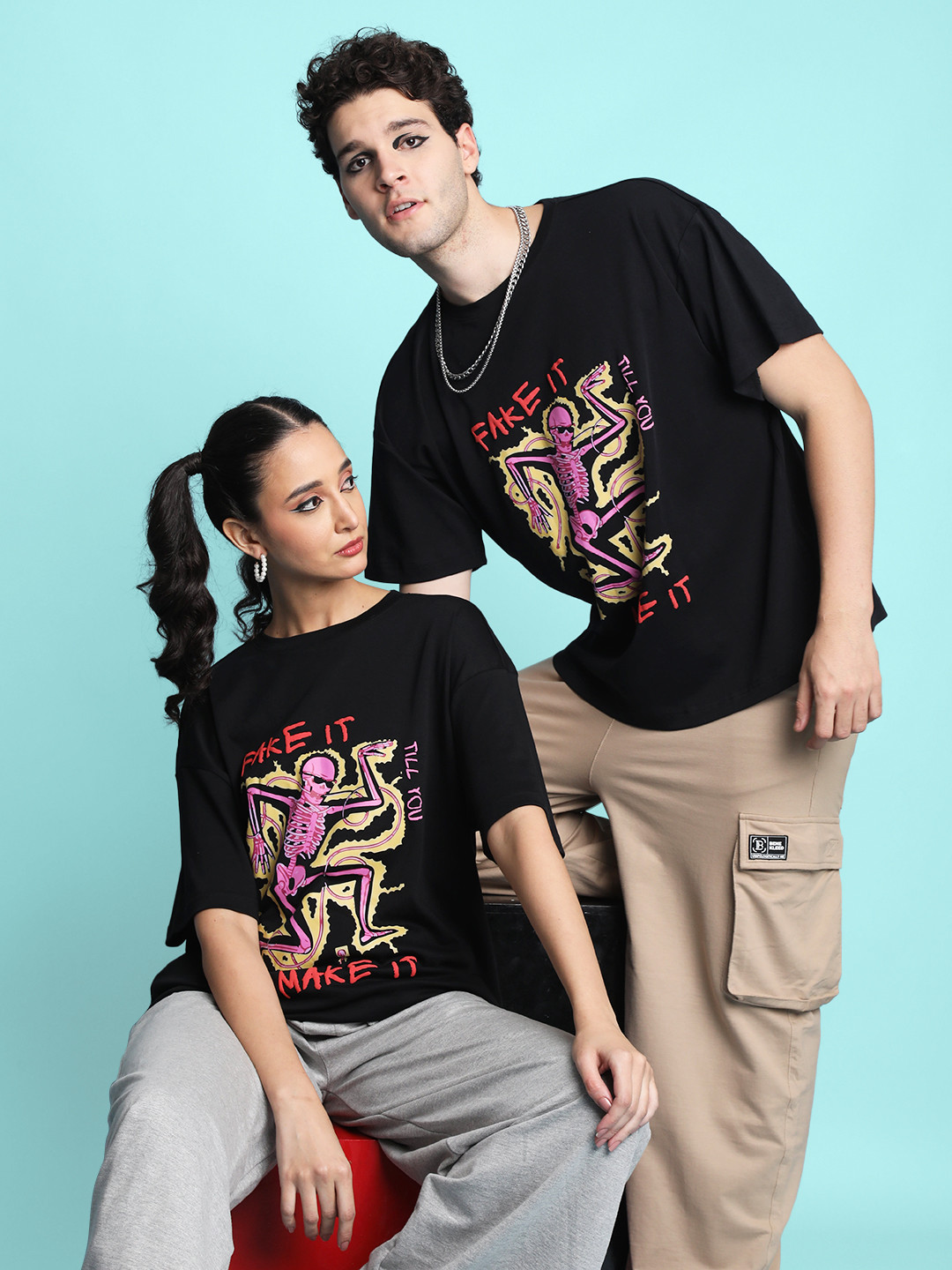 Bene Kleed Men Halloween Graphic Print Round Neck Cotton T-shirt