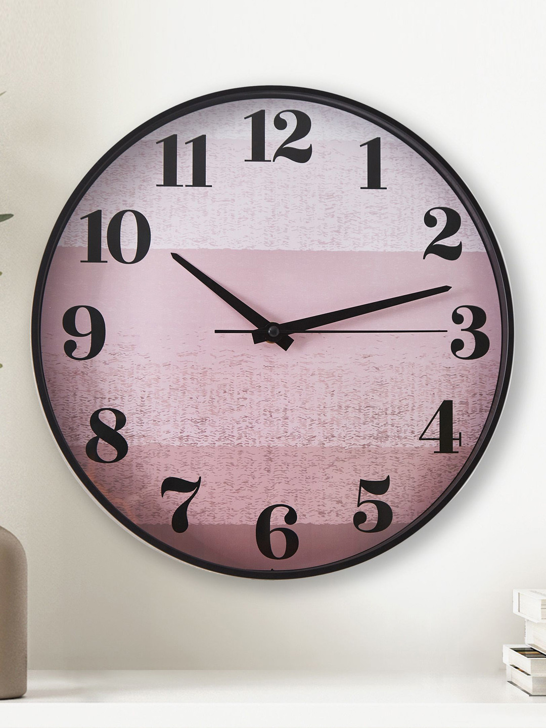 Home Centre Pink Plastic Large Display Round Battery Analogue Wall Clock-31.5cm