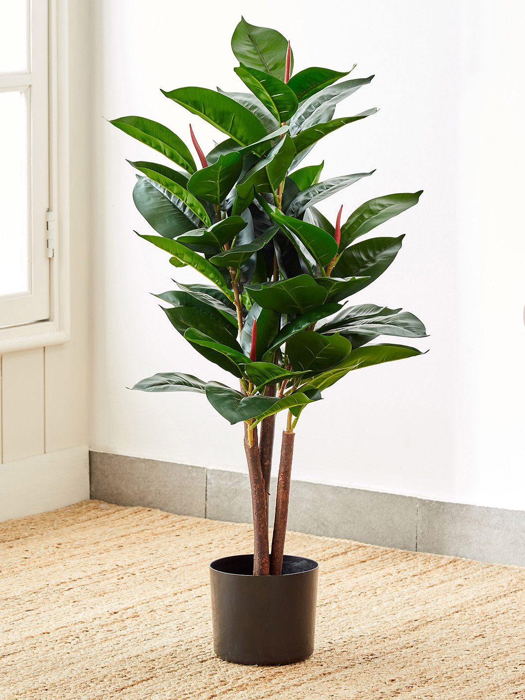 Home Centre Green Oak Tree Artificial Plant With Pot