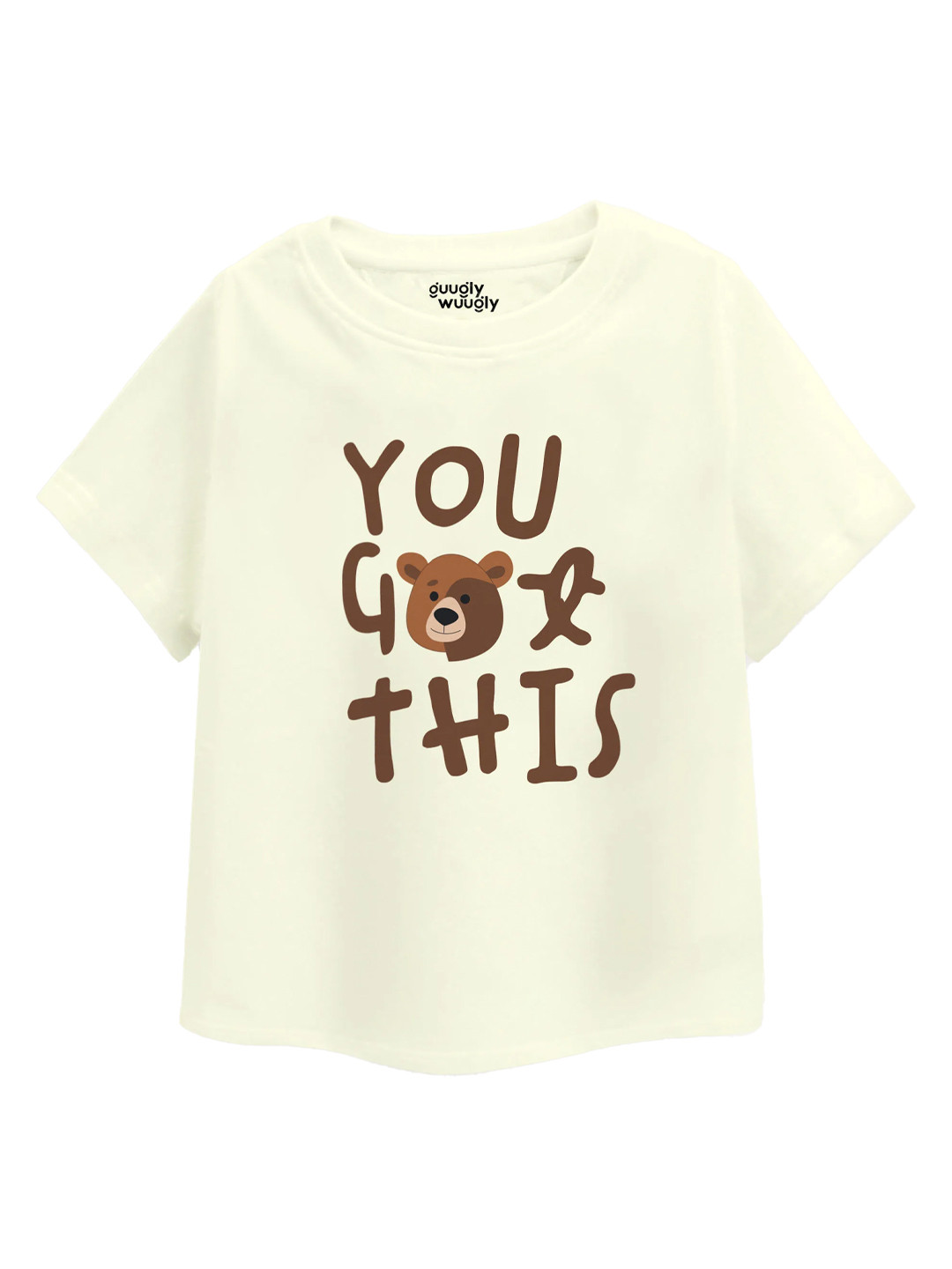 Guugly Wuugly Girls GO-DRY Typography Printed Round Neck Cotton T-shirt