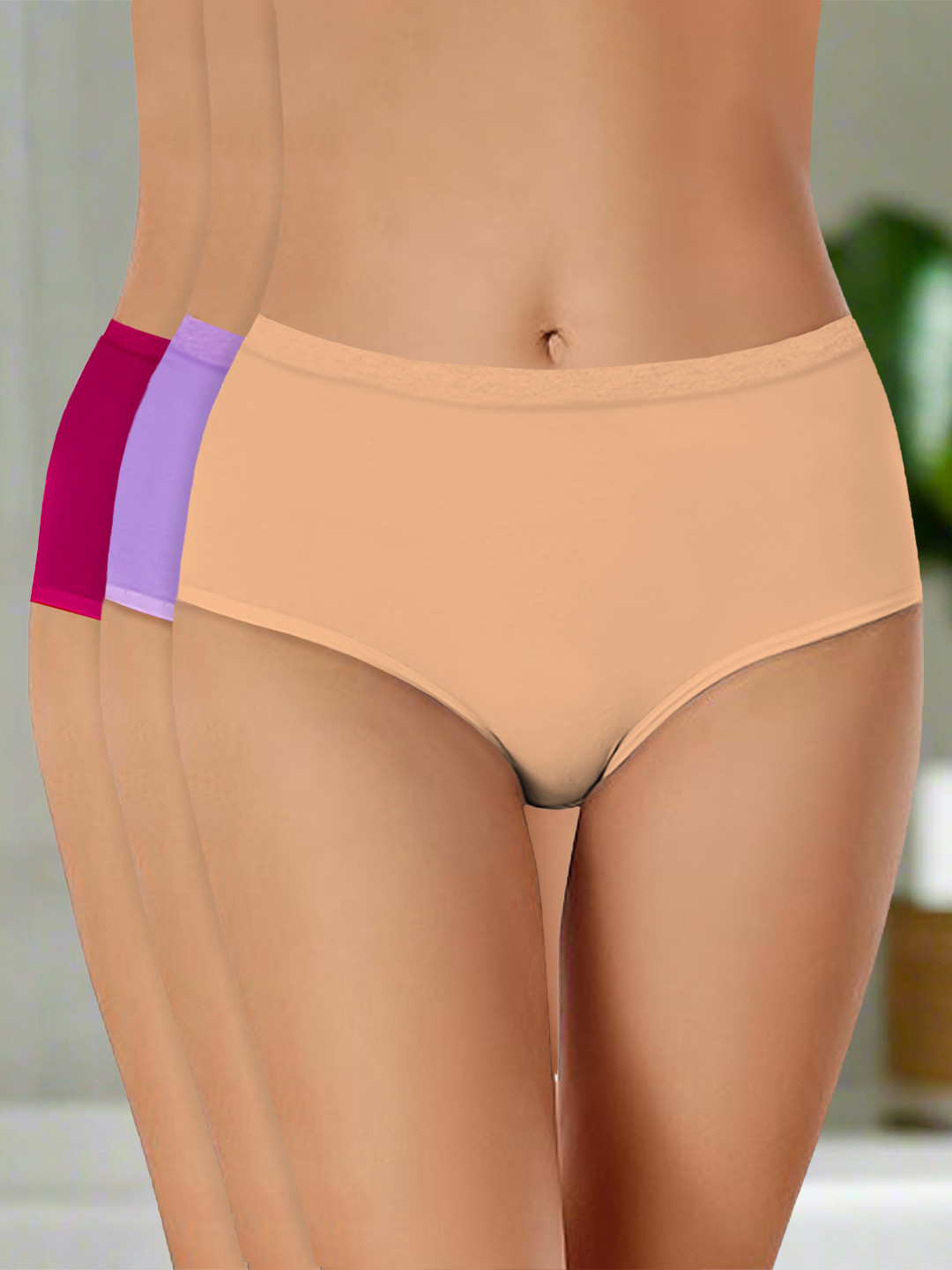 Heelium Pack Of 3 Mid Rise Odur-Free Hipster Briefs