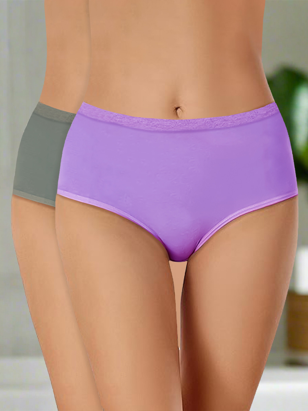 Heelium Pack Of 2 Seamless Hipster Briefs P2-W-Brief-LAVDG-L