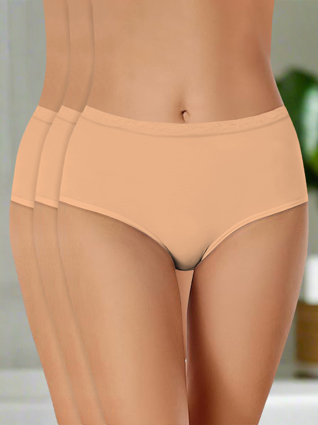 Heelium Pack Of 3 Odour-Free Mid-Rise Hipster Briefs P3-W-Brief-BGE-XXL