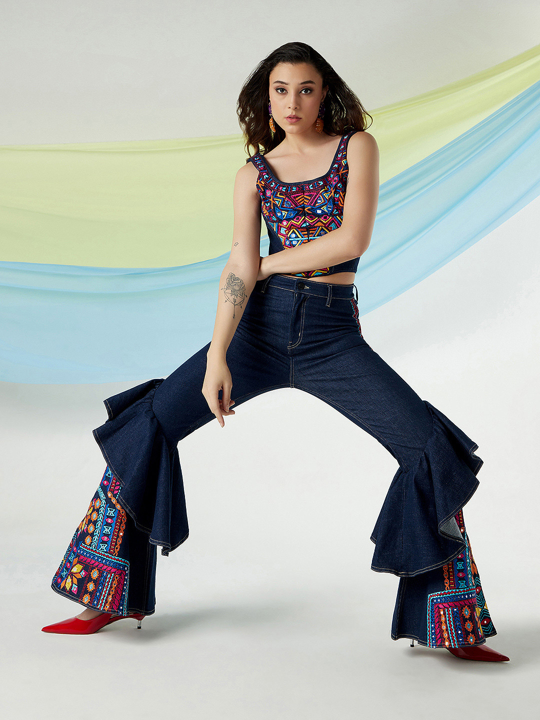 Lee X Suneet Varma Women Tailored Boot Cut Fit High Rise Jeans