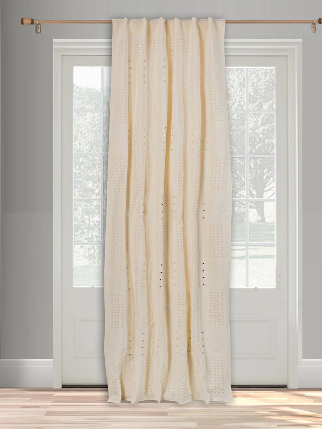 Fabindia Off White Geometric Long Door Curtain