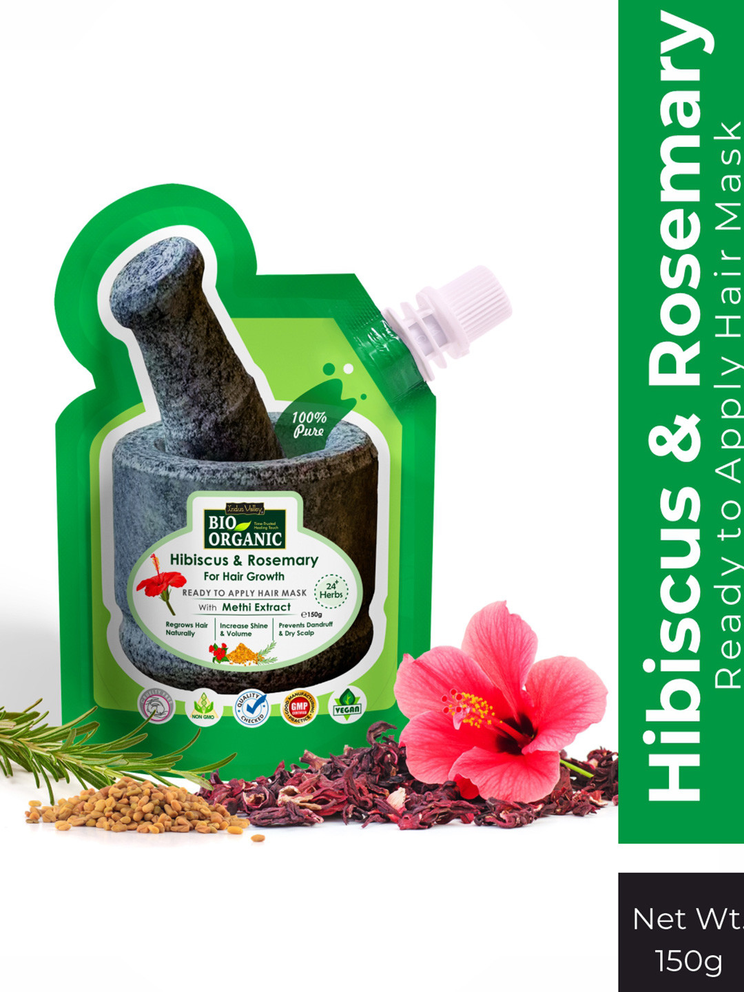 Indus Valley Bio Organic Hibiscus & Rosemary Hair Mask For Growth - 150 g