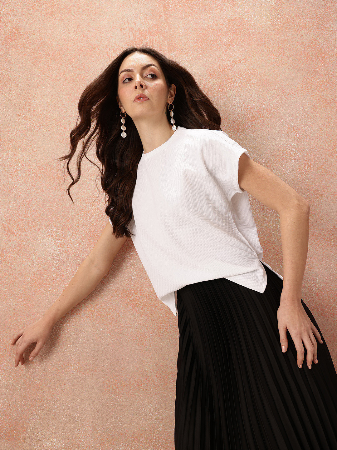 all about you Textured Extended Sleeves Top