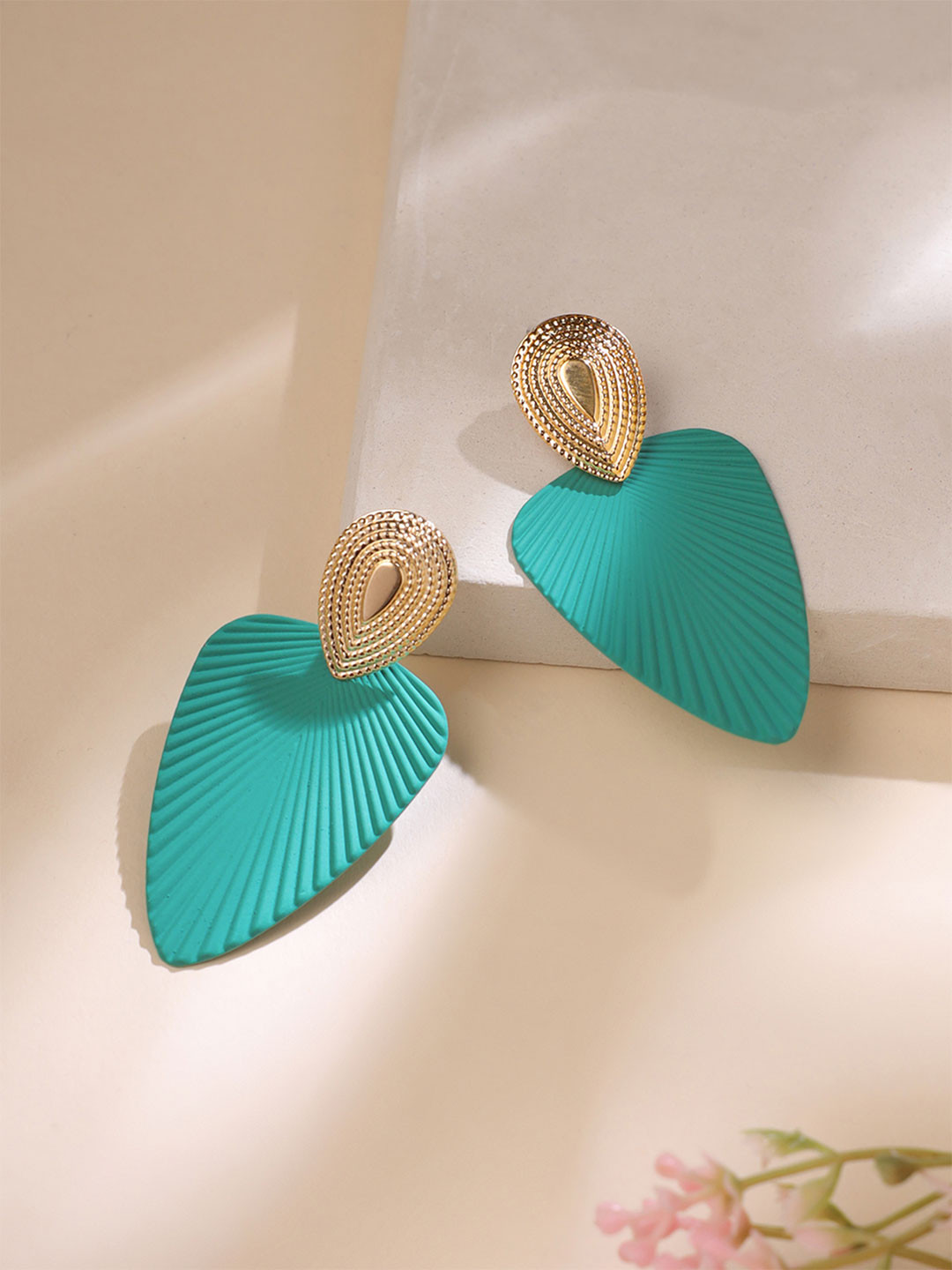 Yellow Chimes Gold-Plated Contemporary Shaped Bohemian Style Drop Earrings